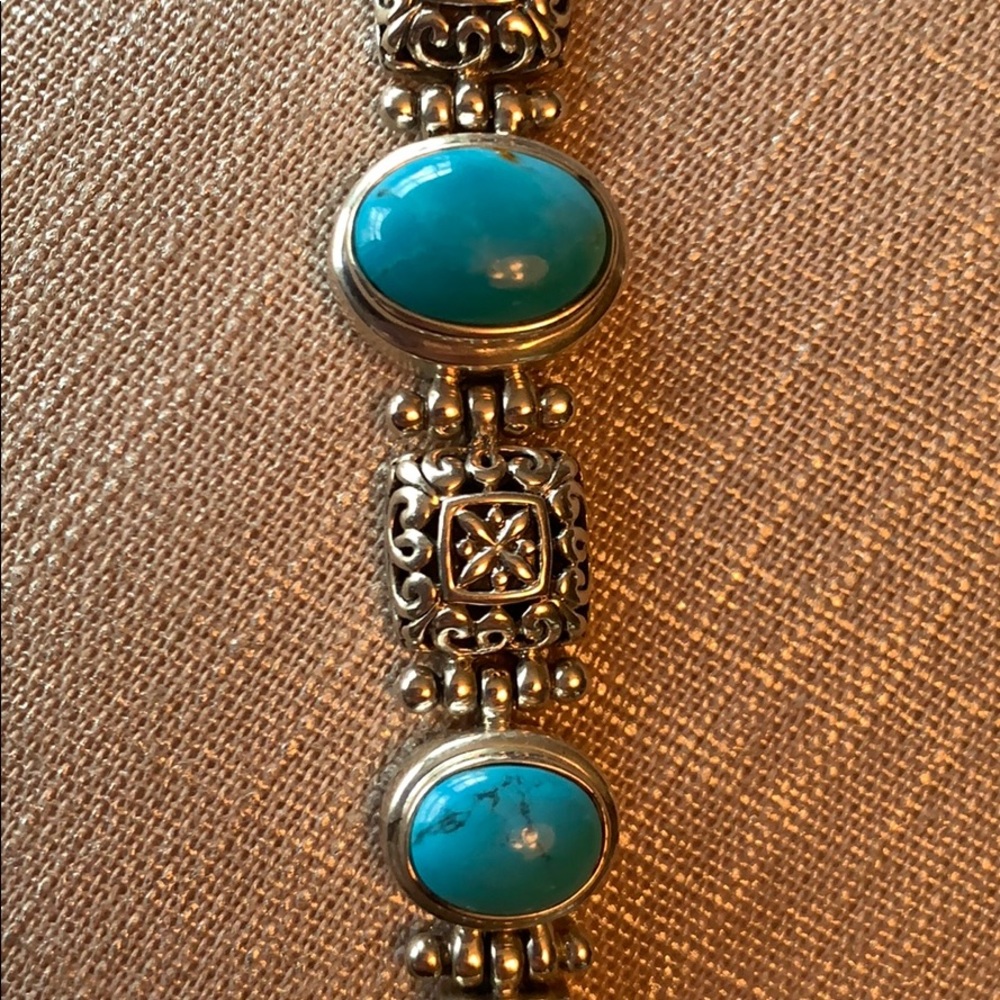 Turquoise sterling bracelet w/circle/bar closure❣️ - Picture 1 of 5